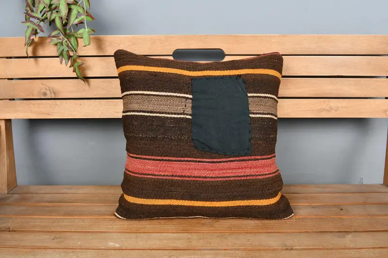 Tribal Cushion Cover, Pillow Cover, 18x18 Red Cushion Cover, Shabby Chic Cushion Case, Boho Pillow, Gift Pillow, Kilim Pillow - 6