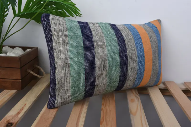 Pillow for Sofa, 12x20 Green Pillow Case, Outdoor Throw Cushion Cover, Cushion, Interior Designer Pillow, Ethnical Kilim Rug Pillow - 4