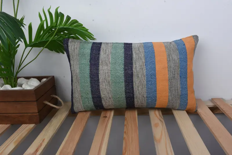 Pillow for Sofa, 12x20 Green Pillow Case, Outdoor Throw Cushion Cover, Cushion, Interior Designer Pillow, Ethnical Kilim Rug Pillow - 1
