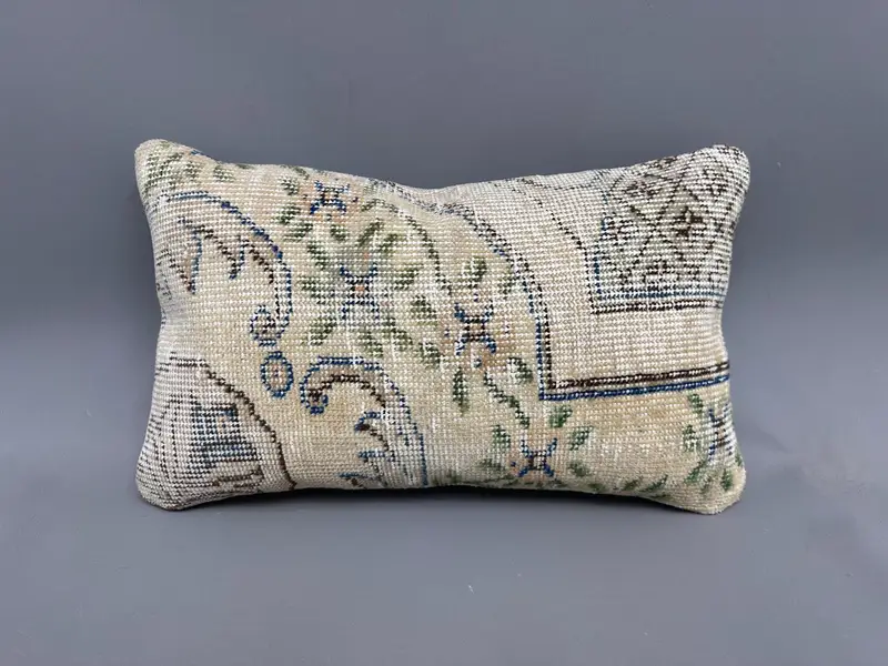 Decorative Bolster Pillow Sham, 12x20 Beige Cushion Case, Pillow Cover, Meditation Pillow, Vintage Kilim Pillow, Boho Pillow, Pillow for Couch - 4