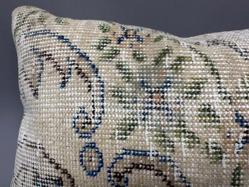 Decorative Bolster Pillow Sham, 12x20 Beige Cushion Case, Pillow Cover, Meditation Pillow, Vintage Kilim Pillow, Boho Pillow, Pillow for Couch - 5