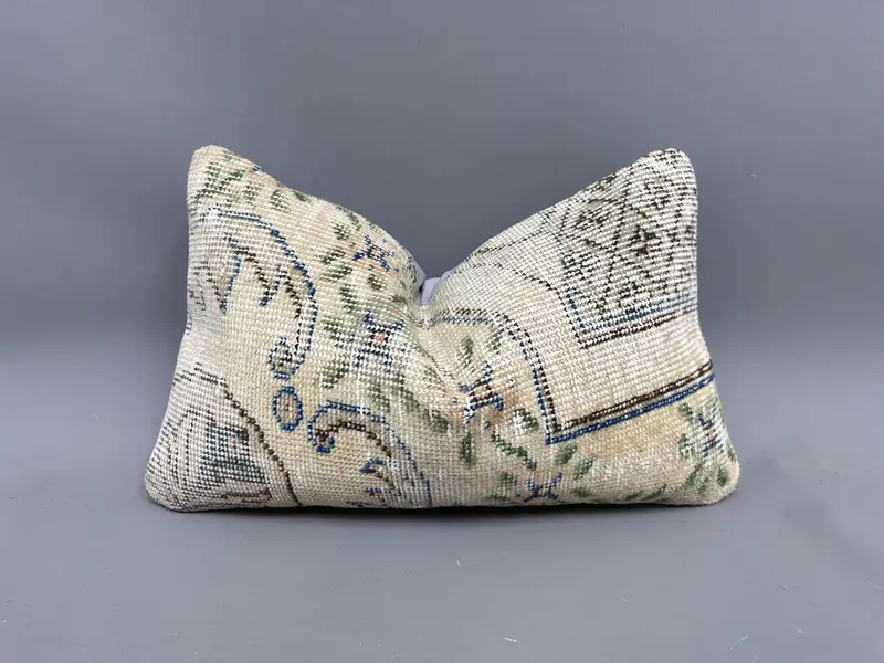 Decorative Bolster Pillow Sham, 12x20 Beige Cushion Case, Pillow Cover, Meditation Pillow, Vintage Kilim Pillow, Boho Pillow, Pillow for Couch - 1
