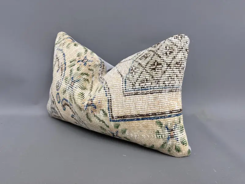 Decorative Bolster Pillow Sham, 12x20 Beige Cushion Case, Pillow Cover, Meditation Pillow, Vintage Kilim Pillow, Boho Pillow, Pillow for Couch - 3