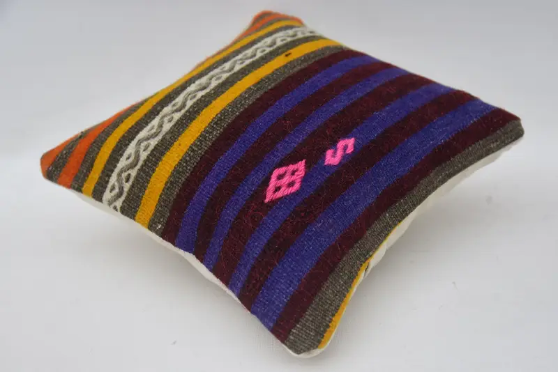 Pillow for Sofa, Handmade Throw Pillow Sham, Pillow, Vintage Kilim Throw Pillow, Kilim Cushion Sham, 12x12 Orange Cushion Case - 6