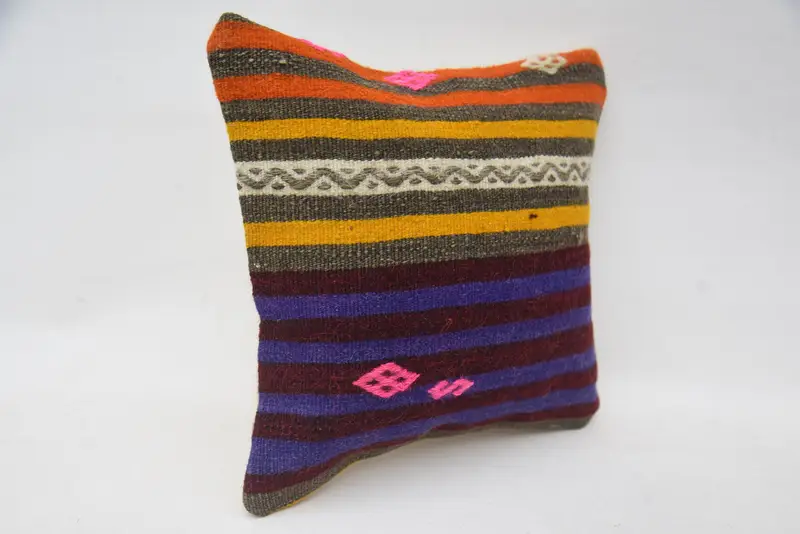 Pillow for Sofa, Handmade Throw Pillow Sham, Pillow, Vintage Kilim Throw Pillow, Kilim Cushion Sham, 12x12 Orange Cushion Case - 2