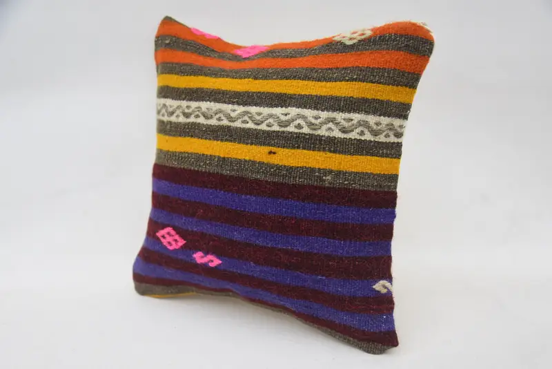 Pillow for Sofa, Handmade Throw Pillow Sham, Pillow, Vintage Kilim Throw Pillow, Kilim Cushion Sham, 12x12 Orange Cushion Case - 3