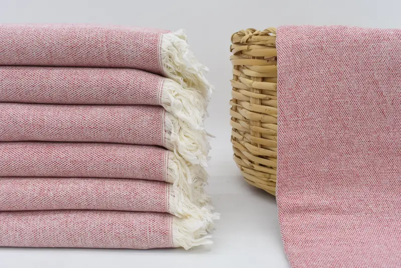 Bachelor Gift Red Flat Towel, Monogrammed Turkish Organic Cotton, 70x40 Inches