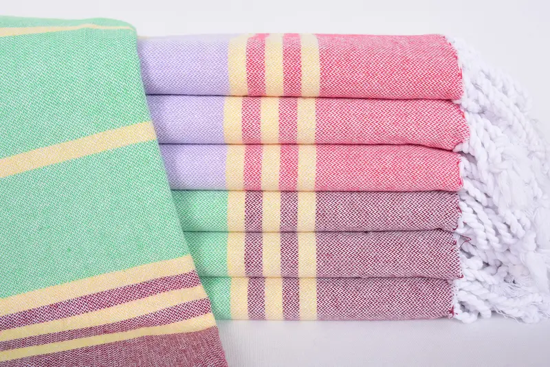 Personalized Turkish Cotton Beach Towel Red-Purple Stripes, 70x36 Inches