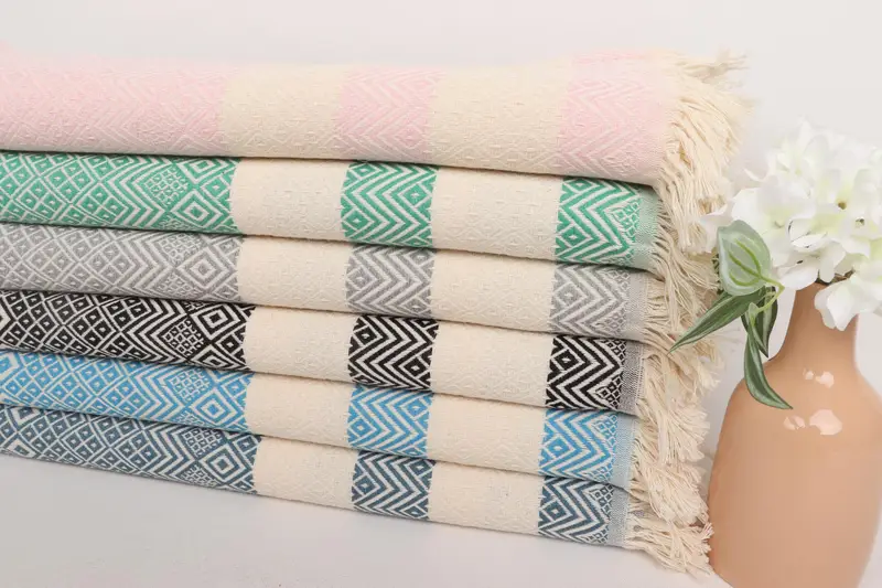 Unique Wedding Gift, Large Turkish Towel, Quick-dry peshtemal, Beach Towel Gift, 70x40 Cotton Diamond Towel, Bachelorette Favor, Beach Wedding Favor - 2