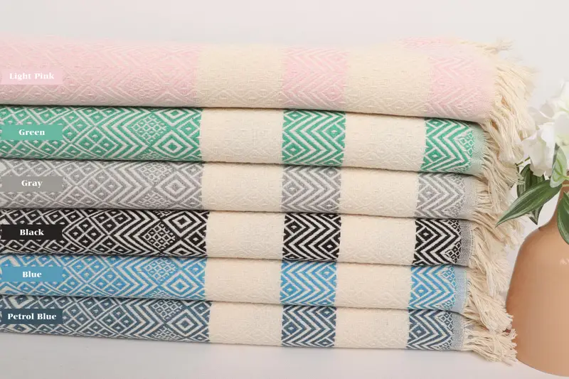 Unique Wedding Gift, Large Turkish Towel, Quick-dry peshtemal, Beach Towel Gift, 70x40 Cotton Diamond Towel, Bachelorette Favor, Beach Wedding Favor - 1