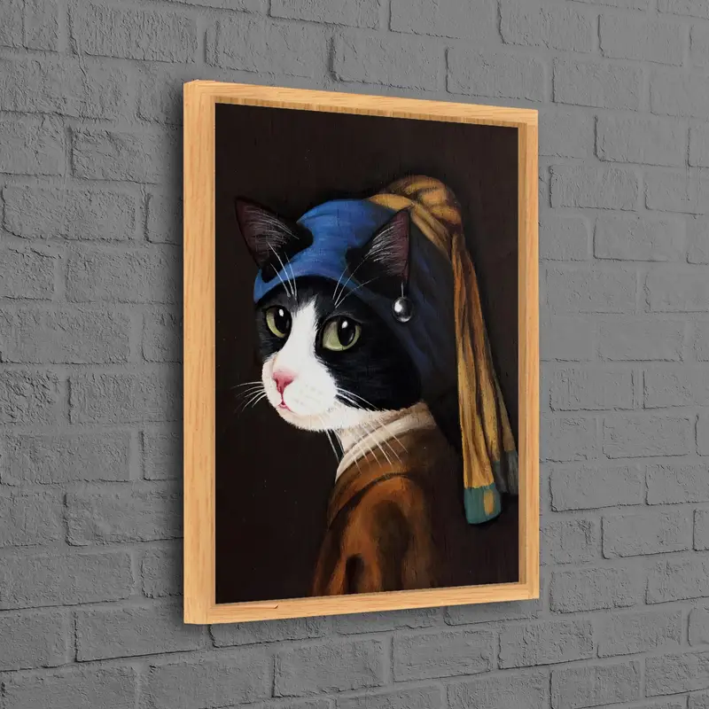 Modern Soyut Kedi Sevgilisi Kanvas Tablo Tablo - Zarif Ev Dekorasyonu