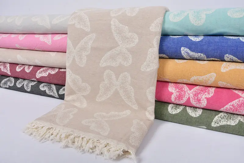 96x80 Cotton Butterfly Pattern Towel, Woven Blanket, Throw Blanket Couch, Organic Throw, Sofa Cover, Turkish Blanket, Gift For The Home Decor - 2