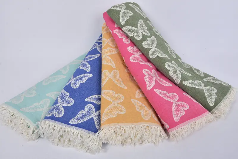 96x80 Cotton Butterfly Pattern Towel, Woven Blanket, Throw Blanket Couch, Organic Throw, Sofa Cover, Turkish Blanket, Gift For The Home Decor - 6