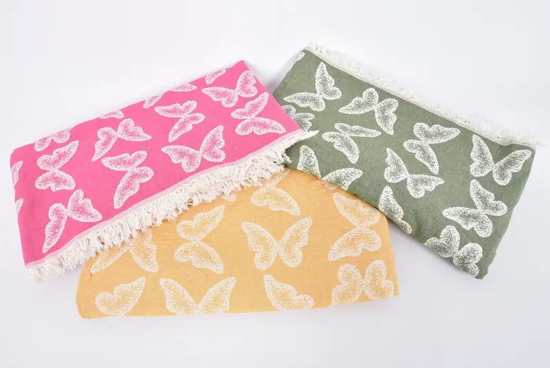 96x80 Cotton Butterfly Pattern Towel, Woven Blanket, Throw Blanket Couch, Organic Throw, Sofa Cover, Turkish Blanket, Gift For The Home Decor - 8