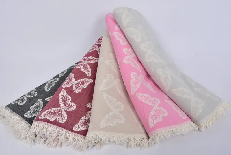 96x80 Cotton Butterfly Pattern Towel, Woven Blanket, Throw Blanket Couch, Organic Throw, Sofa Cover, Turkish Blanket, Gift For The Home Decor - 4