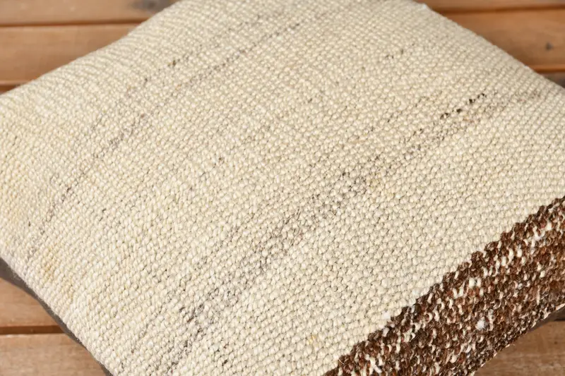 12x12 Beige Cushion Cover, Vintage Kilim Throw Pillow, Handmade Rug Seat Pillow Sham, Vintage Pillow, Interior Designer Pillow, Cushion Case - 3