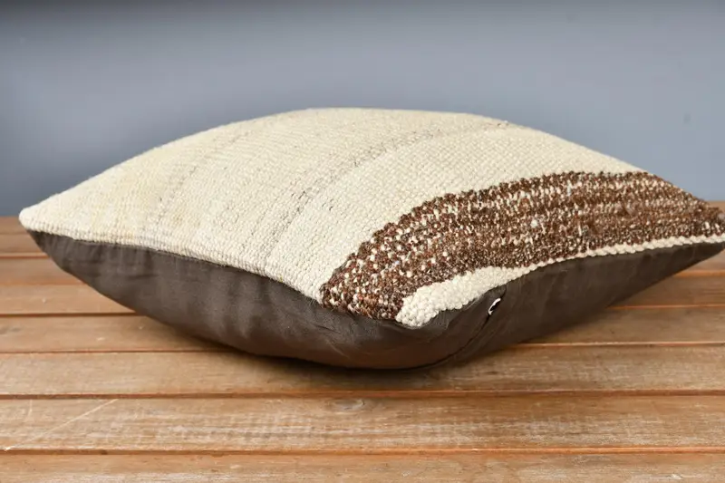 12x12 Beige Cushion Cover, Vintage Kilim Throw Pillow, Handmade Rug Seat Pillow Sham, Vintage Pillow, Interior Designer Pillow, Cushion Case - 4