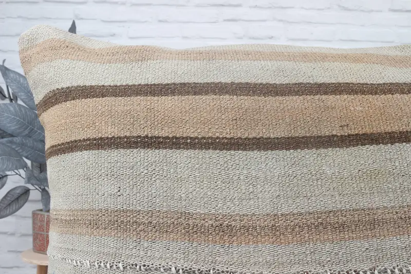 Shabby Chic Pillow, 32x32 Beige Pillow Sham, Vintage Kilim Throw Pillow, Pillow Case, Boho Pillow, Kilim Cushion Sham, Accent Throw Pillow Sham - 5