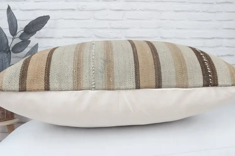 Shabby Chic Pillow, 32x32 Beige Pillow Sham, Vintage Kilim Throw Pillow, Pillow Case, Boho Pillow, Kilim Cushion Sham, Accent Throw Pillow Sham - 6