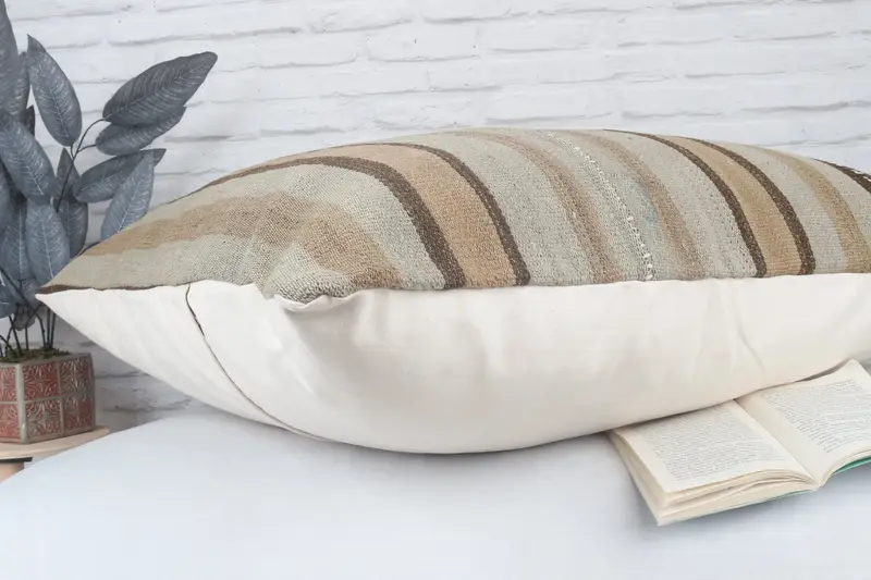 Shabby Chic Pillow, 32x32 Beige Pillow Sham, Vintage Kilim Throw Pillow, Pillow Case, Boho Pillow, Kilim Cushion Sham, Accent Throw Pillow Sham - 7