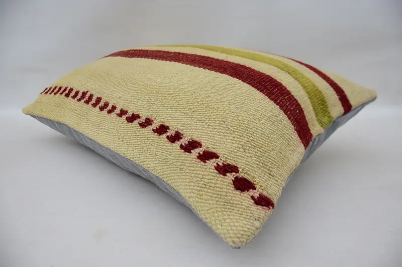 Vintage Pillow Sham, Authentic Pillow Sham, Turkish Pillow, Retro Cushion, Cushion Cover, Throw Kilim Pillow, Gift Pillow, 16x24 Beige Pillow - 6