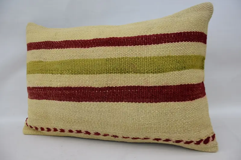 Vintage Pillow Sham, Authentic Pillow Sham, Turkish Pillow, Retro Cushion, Cushion Cover, Throw Kilim Pillow, Gift Pillow, 16x24 Beige Pillow - 3