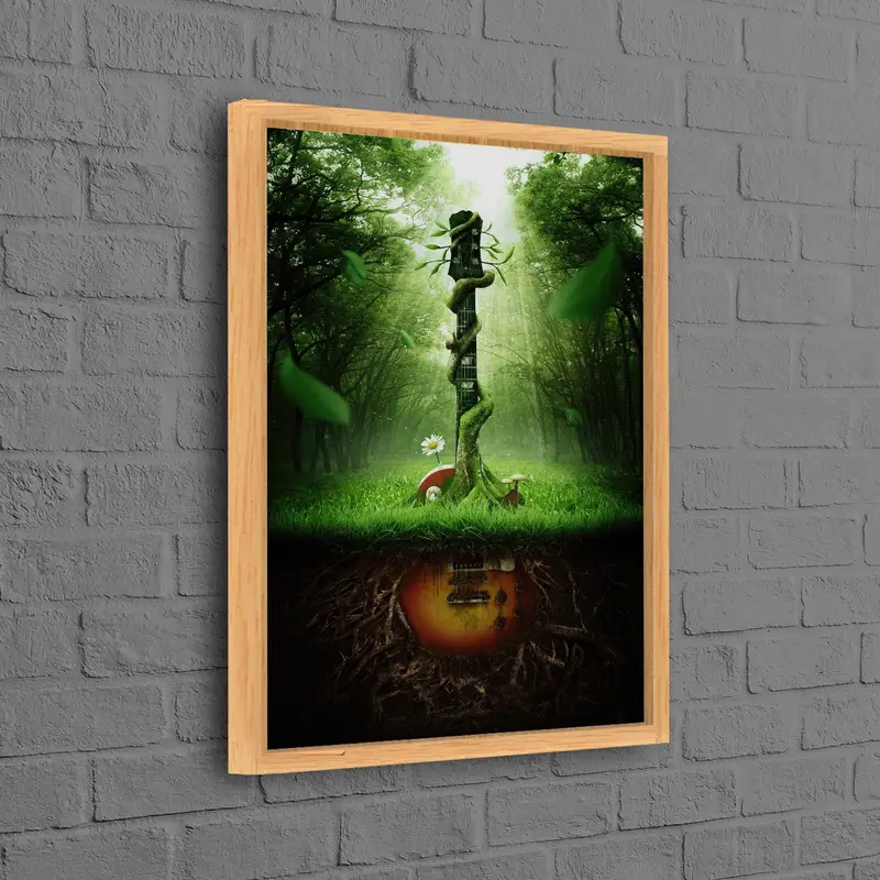 Soyut Gitar Yeşili Gerçeküstü Trendy Kanvas Tablo - Modern Sanat