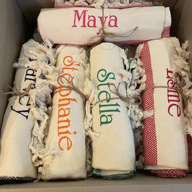 Personalized Beach Towel Gift Turkish Cotton White Organic, 100x180 cm - 1