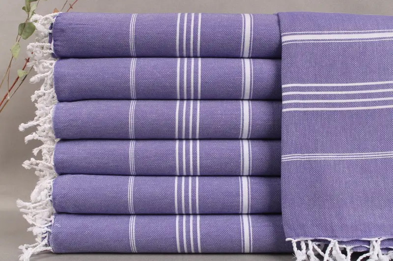 Monogrammed Purple Striped Beach Towel, Turkish Cotton, 40x71 Inches