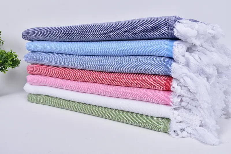 Turkish Towel Personalized, Peshtemal, Quick-Dry Beach Towel, Beach Size Towel, 70x40 Cotton Herringbone Towel, Turkish Towel USA, Organic towel - 3
