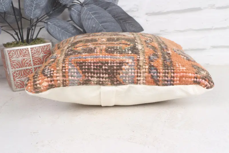 Cozy Throw Pillow Sham, 12x12 Orange Pillow Case, Cushion Cover, Antique Pillows, Wholesale Pillow Cover, Boho Pillow Sham Cover, Home Decor Pillow - 5