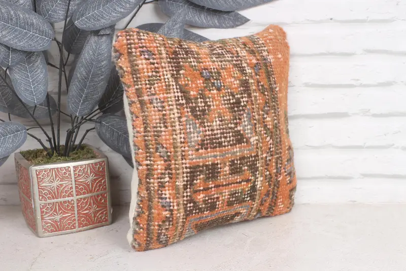 Cozy Throw Pillow Sham, 12x12 Orange Pillow Case, Cushion Cover, Antique Pillows, Wholesale Pillow Cover, Boho Pillow Sham Cover, Home Decor Pillow - 4