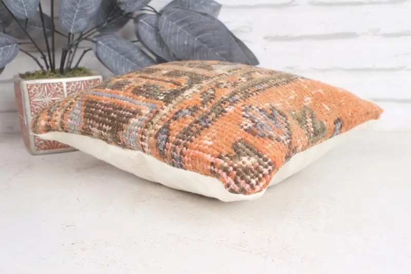 Cozy Throw Pillow Sham, 12x12 Orange Pillow Case, Cushion Cover, Antique Pillows, Wholesale Pillow Cover, Boho Pillow Sham Cover, Home Decor Pillow - 6