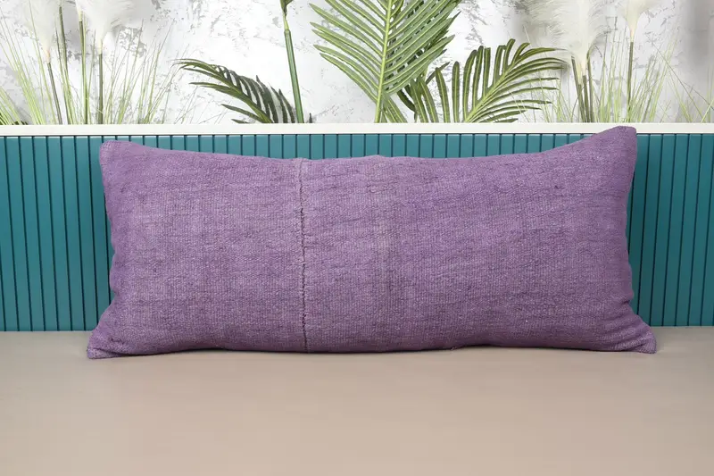 Lila Patchwork-Wurfkissen, 16x36 besticktes Kissen