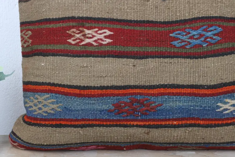 Kilim Pillow Cover, Handwoven Pillow Cover Pillow, 24x24 Beige Pillow Sham, Kilim Cushion Sham, Gift Pillow, Boho Chic Cushion Case, Pillow - 3