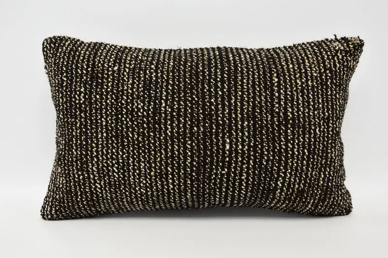 Kilim Rug Cushion Case, Turkish Pillow, Vintage Kilim Pillow, Garden Cushion, Cushion Cover, Turkish Kilim Pillow, 12x20 Brown Pillow Case - 1