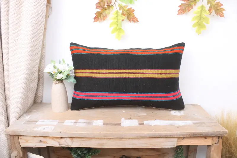 Bolster Cushion Cover, Turkish Kilim Pillow, Aesthetic Pillow, 12x20 Pink Cushion Cover, Home Decor Pillow, Pillow for Couch, Cushion Case - 1