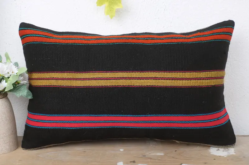 Bolster Cushion Cover, Turkish Kilim Pillow, Aesthetic Pillow, 12x20 Pink Cushion Cover, Home Decor Pillow, Pillow for Couch, Cushion Case - 2