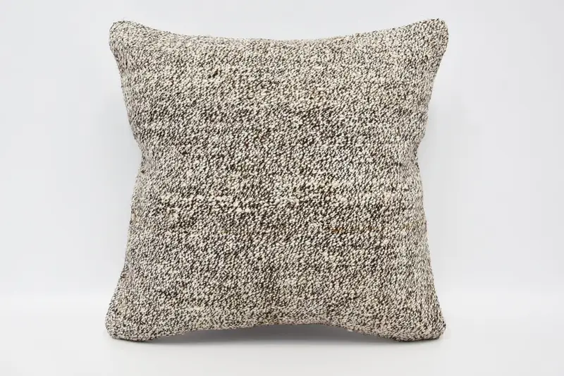 Vintage Plaid Brown Euro Sham, Square 16x16 inch Antique Cushion Cover - 1