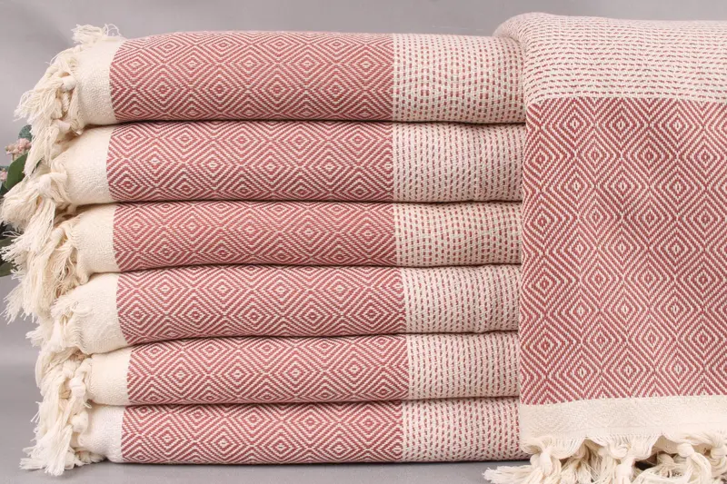 Turkish Throw Blanket Beige Cotton Bed Cover, 79x103 Inches