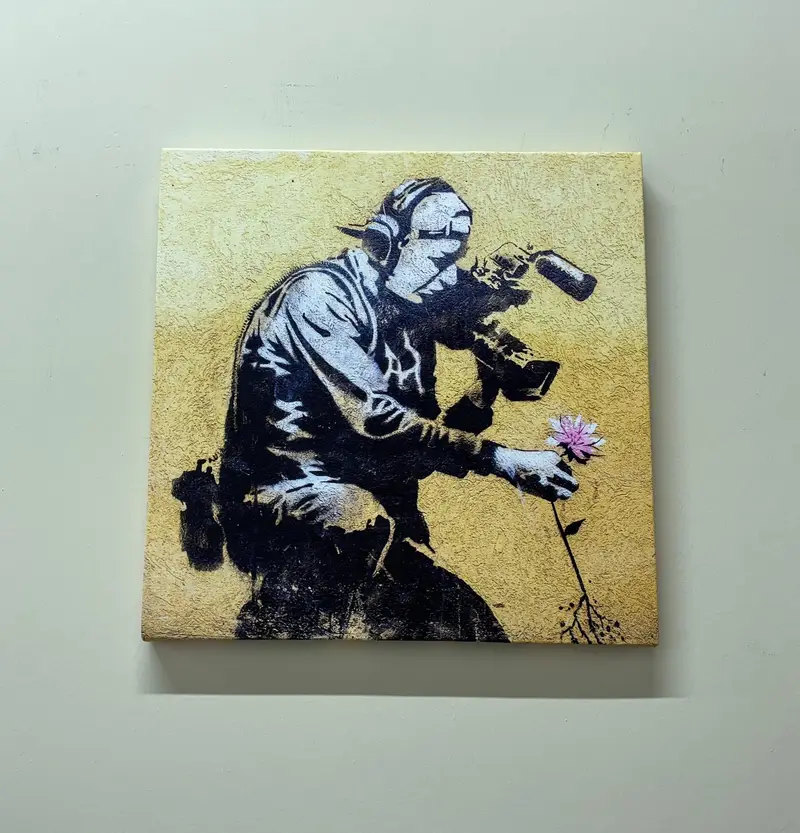 Elegante Banksy-Blumen-Graffiti-Leinwand: Künstlerische Inneneinrichtung