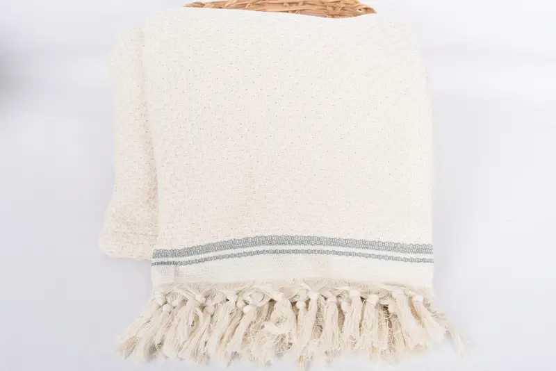 Gift For Her, Personalized Blanket, Bridal Shower Gift, 94x92 Cotton Striped Towel, Aesthetic Blanket, Organic Beach Blanket, Throw Blanket Couch - 5