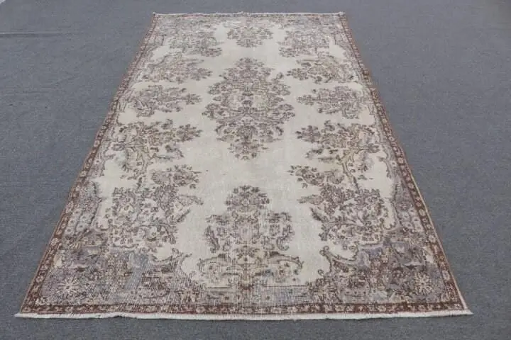 Vintage Halı, 5.2x9.5 ft Türk Halısı, Gri Kahverengi Fas Yün Halısı - 1