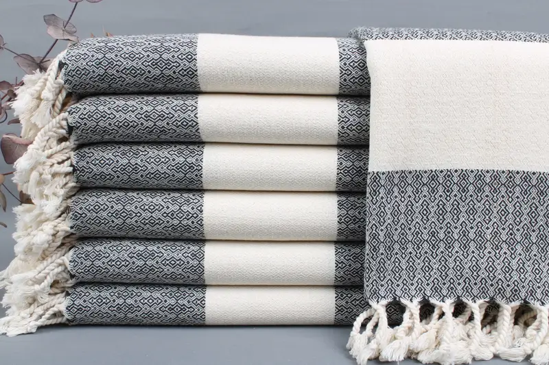 Turkish Beach Towel Organic Cotton Beige, Personalized, 36x67 Inches