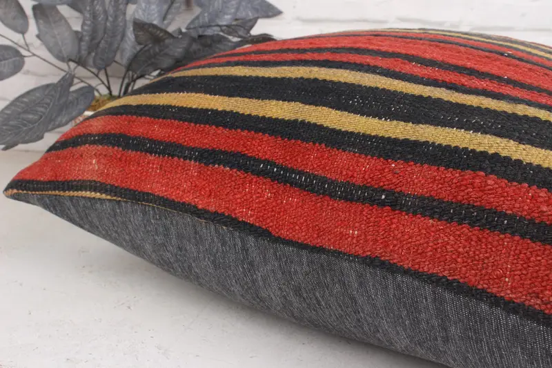 24x24 Red Cushion Cover, Handwoven Cushion Cover, Cushion Cover, Vintage Kilim Throw Pillow, Throw Kilim Pillow, Handmade Kilim Cushion, Toss Pillow - 7