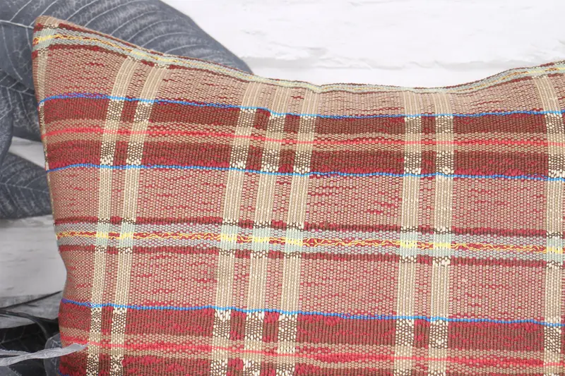 Handmade Rug Seat Pillow Cover, Ethnical Kilim Rug Pillow, 16x16 Red Cushion Cover, Boho Pillow Sham Cover, Pillow for Sofa, Pillow Cover - 2