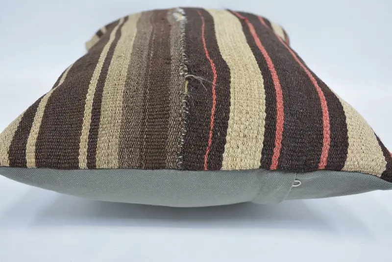 Pillow, Antique Pillows, Accent Throw Cushion, 16x24 Brown Cushion, Christmas Pillow, Pillow for Couch, Turkish Kilim Pillow - 5