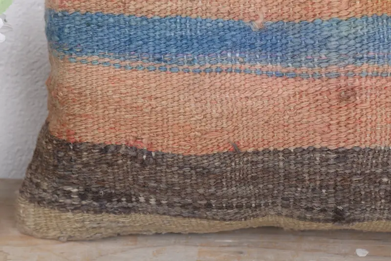 Kilim Pillow Cover, Turkish Kilim Pillow, Nomadic Pillow, Kilim Cushion Sham, Cushion, Bright Pillow Case, 12x20 Blue Cushion Cover - 3