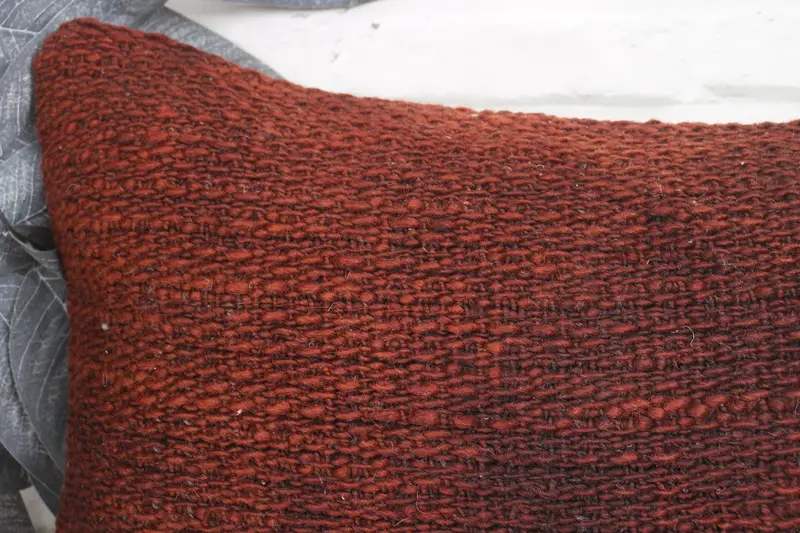 Outdoor Patio Cushion, Boho Throw Cushion Case, Pillow Sham, 12x20 Brown Pillow Cover, Pillow for Couch, Vintage Kilim Pillow, Antique Pillows - 2