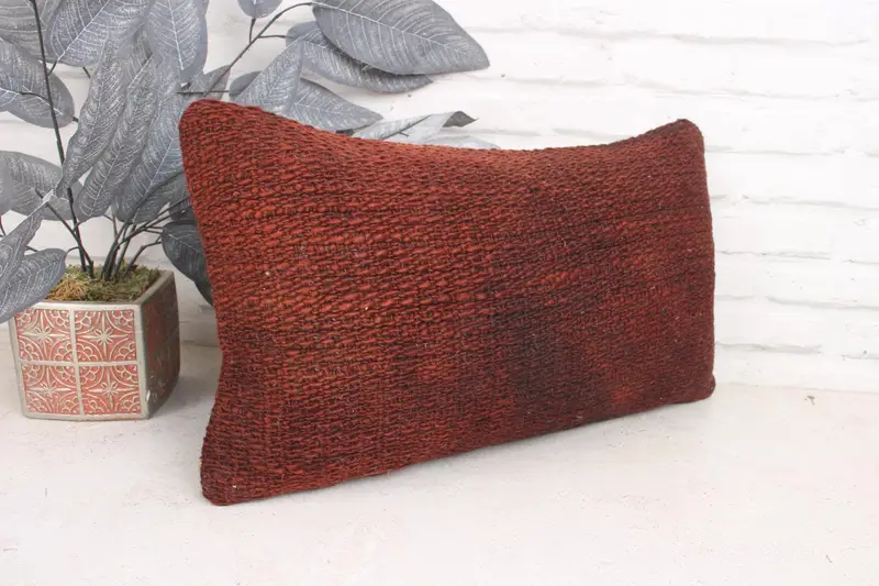 Outdoor Patio Cushion, Boho Throw Cushion Case, Pillow Sham, 12x20 Brown Pillow Cover, Pillow for Couch, Vintage Kilim Pillow, Antique Pillows - 3